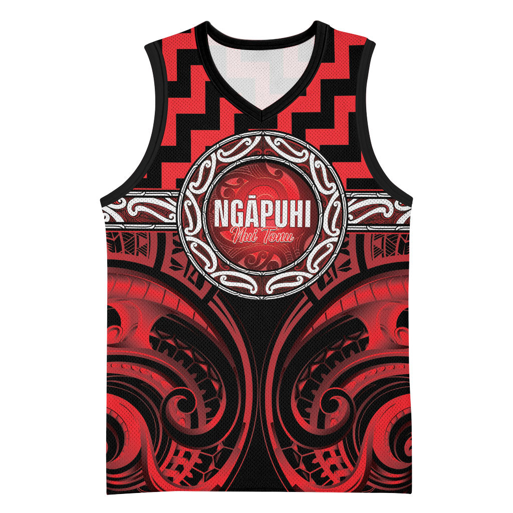 Aotearoa Ngapuhi Personalised Basketball Jersey Maori Iwi Poutama Puhoro Tattoo