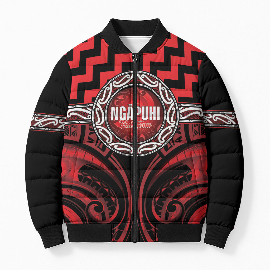 Aotearoa Ngapuhi Personalised Bomber Puffer Jacket Maori Iwi Poutama Puhoro Tattoo
