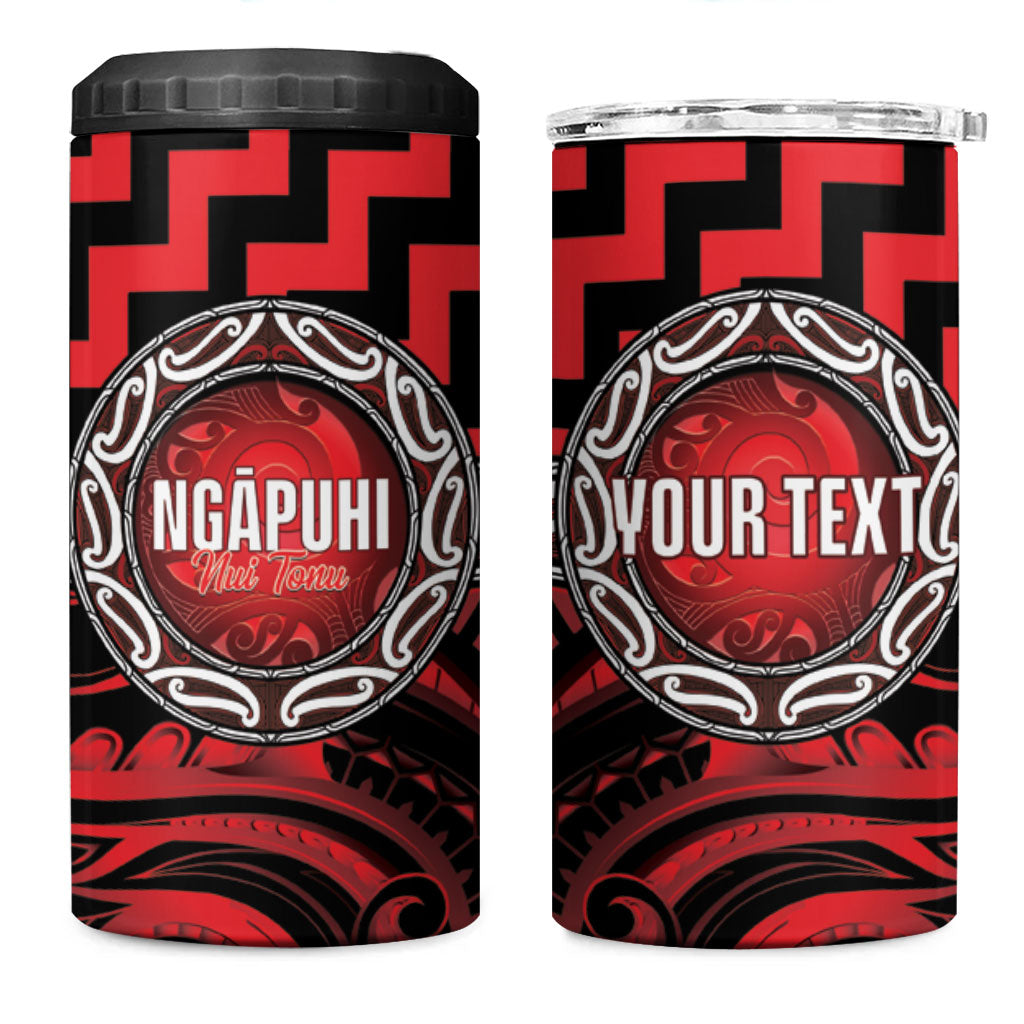 Aotearoa Ngapuhi Personalised 4 in 1 Can Cooler Tumbler Maori Iwi Poutama Puhoro Tattoo