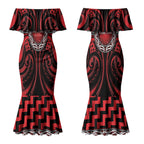 Aotearoa Ngapuhi Personalised Couples Matching Mermaid Dress and Hawaiian Shirt Maori Iwi Poutama Puhoro Tattoo