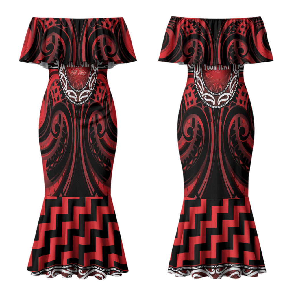 Aotearoa Ngapuhi Personalised Couples Matching Mermaid Dress and Hawaiian Shirt Maori Iwi Poutama Puhoro Tattoo