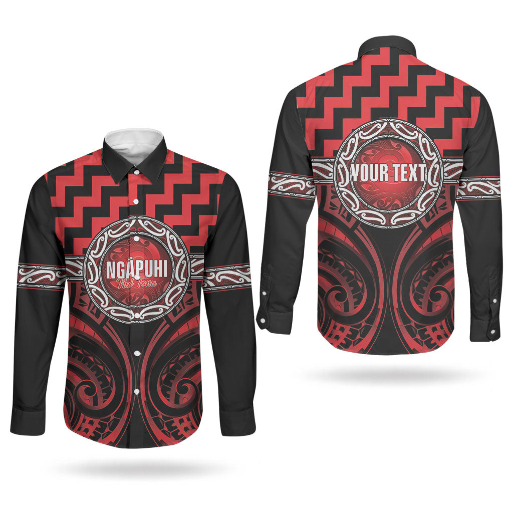 Aotearoa Ngapuhi Personalised Couples Matching Mermaid Dress and Long Sleeve Button Shirt Maori Iwi Poutama Puhoro Tattoo