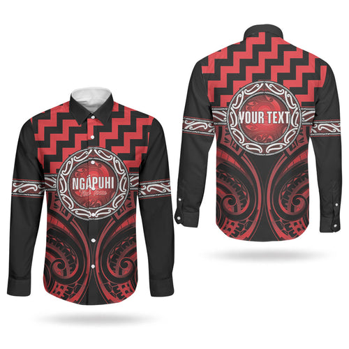 Aotearoa Ngapuhi Personalised Couples Matching Mermaid Dress and Long Sleeve Button Shirt Maori Iwi Poutama Puhoro Tattoo