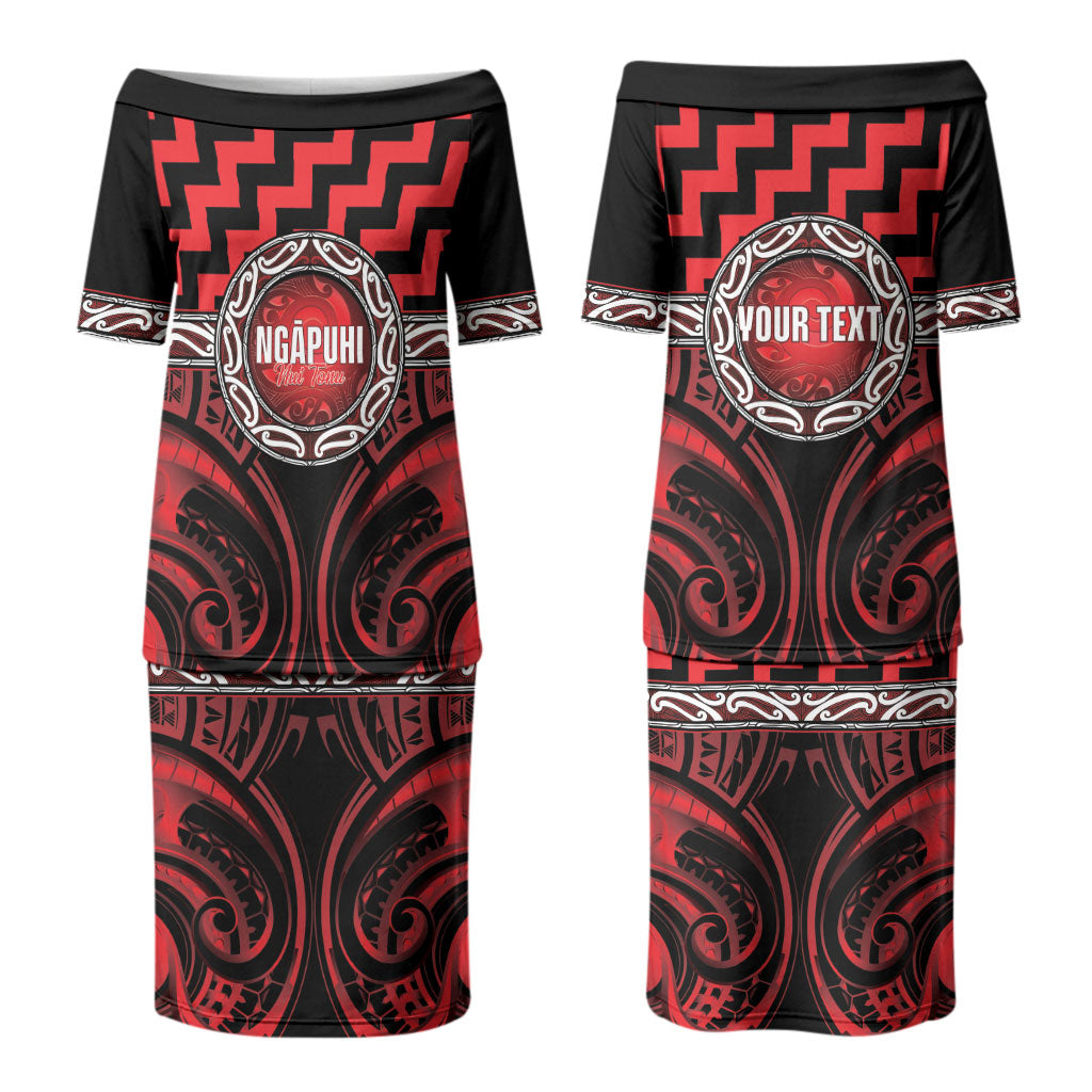 Aotearoa Ngapuhi Personalised Couples Matching Puletasi and Hawaiian Shirt Maori Iwi Poutama Puhoro Tattoo