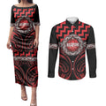 Aotearoa Ngapuhi Personalised Couples Matching Puletasi and Long Sleeve Button Shirt Maori Iwi Poutama Puhoro Tattoo