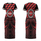 Aotearoa Ngapuhi Personalised Couples Matching Short Sleeve Bodycon Dress and Hawaiian Shirt Maori Iwi Poutama Puhoro Tattoo