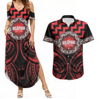 Aotearoa Ngapuhi Personalised Couples Matching Summer Maxi Dress and Hawaiian Shirt Maori Iwi Poutama Puhoro Tattoo