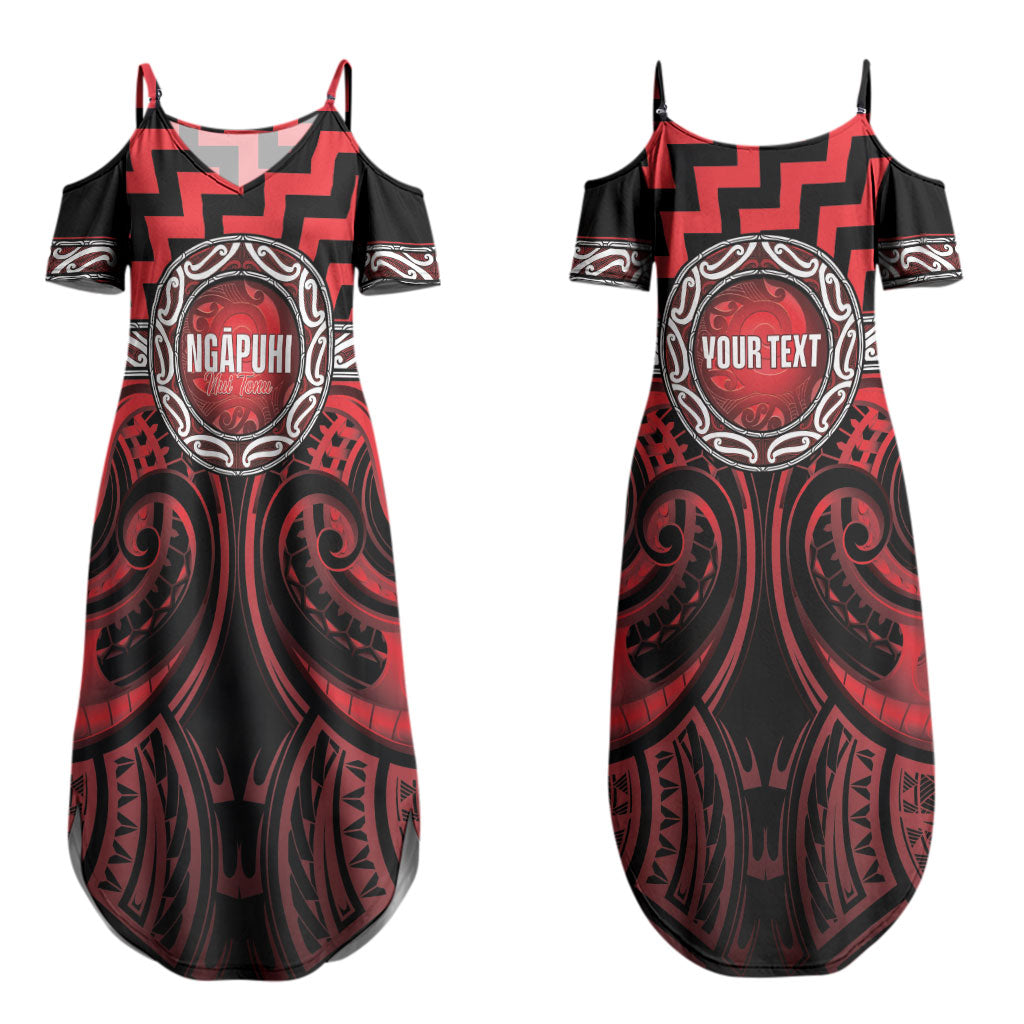 Aotearoa Ngapuhi Personalised Couples Matching Summer Maxi Dress and Hawaiian Shirt Maori Iwi Poutama Puhoro Tattoo