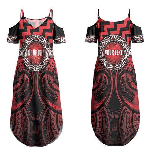 Aotearoa Ngapuhi Personalised Couples Matching Summer Maxi Dress and Hawaiian Shirt Maori Iwi Poutama Puhoro Tattoo