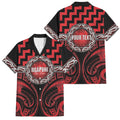 Aotearoa Ngapuhi Personalised Family Matching Short Sleeve Bodycon Dress and Hawaiian Shirt Maori Iwi Poutama Puhoro Tattoo