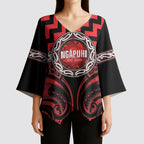 Aotearoa Ngapuhi Personalised Kimono Sleeve Blouse Maori Iwi Poutama Puhoro Tattoo