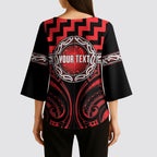 Aotearoa Ngapuhi Personalised Kimono Sleeve Blouse Maori Iwi Poutama Puhoro Tattoo