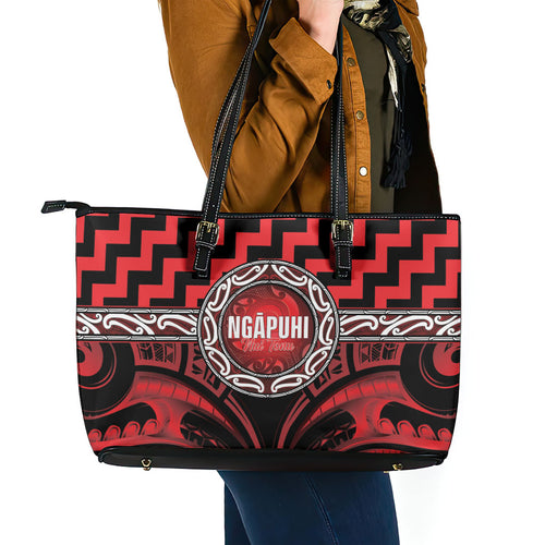 Aotearoa Ngapuhi Leather Tote Bag Maori Iwi Poutama Puhoro Tattoo