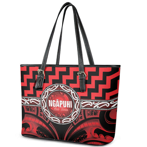Aotearoa Ngapuhi Leather Tote Bag Maori Iwi Poutama Puhoro Tattoo