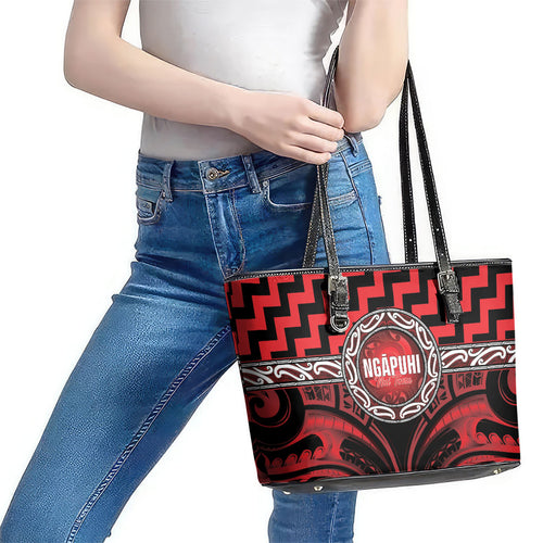 Aotearoa Ngapuhi Leather Tote Bag Maori Iwi Poutama Puhoro Tattoo