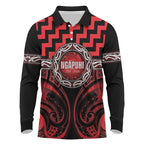 Aotearoa Ngapuhi Personalised Long Sleeve Polo Shirt Maori Iwi Poutama Puhoro Tattoo