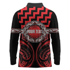Aotearoa Ngapuhi Personalised Long Sleeve Polo Shirt Maori Iwi Poutama Puhoro Tattoo