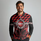 Aotearoa Ngapuhi Personalised Long Sleeve Polo Shirt Maori Iwi Poutama Puhoro Tattoo