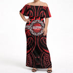 Aotearoa Ngapuhi Personalised Off Shoulder Maxi Dress Maori Iwi Poutama Puhoro Tattoo