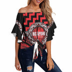 Aotearoa Ngapuhi Personalised Off Shoulder Wrap Waist Top Maori Iwi Poutama Puhoro Tattoo