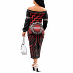 Aotearoa Ngapuhi Personalised Off The Shoulder Long Sleeve Dress Maori Iwi Poutama Puhoro Tattoo