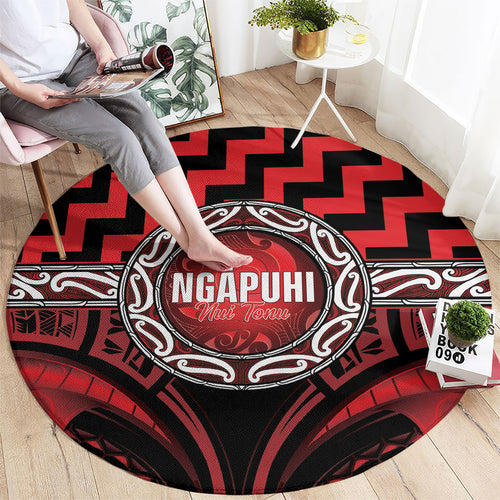 Aotearoa Ngapuhi Round Carpet Maori Iwi Poutama Puhoro Tattoo