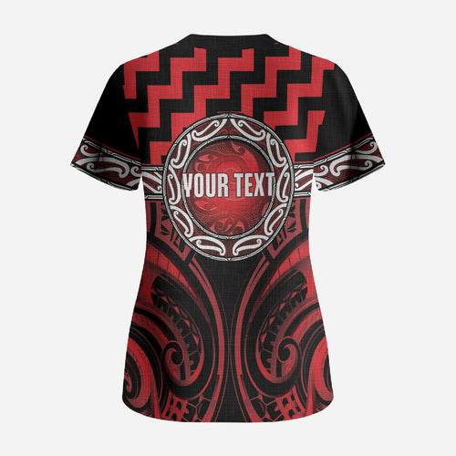 Aotearoa Ngapuhi Personalised Scrub Top Maori Iwi Poutama Puhoro Tattoo