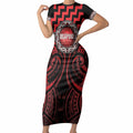 Aotearoa Ngapuhi Personalised Short Sleeve Bodycon Dress Maori Iwi Poutama Puhoro Tattoo