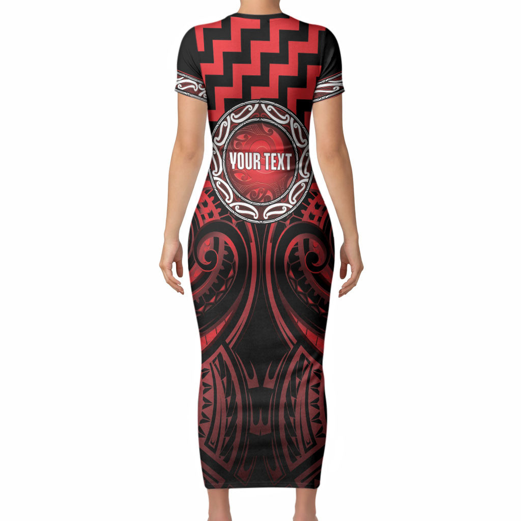 Aotearoa Ngapuhi Personalised Short Sleeve Bodycon Dress Maori Iwi Poutama Puhoro Tattoo