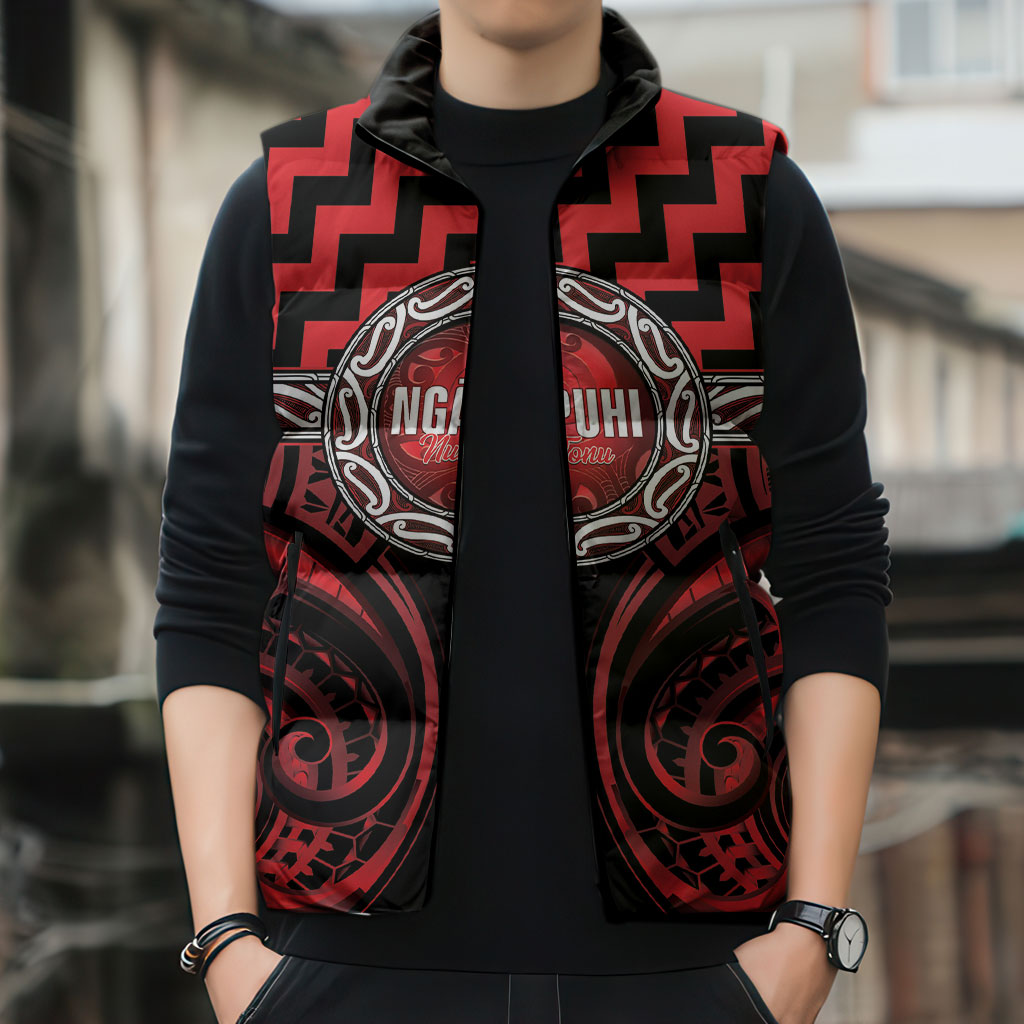 Aotearoa Ngapuhi Personalised Sleeveless Puffer Jacket Maori Iwi Poutama Puhoro Tattoo