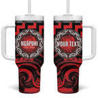 Aotearoa Ngapuhi Personalised Tumbler With Handle Maori Iwi Poutama Puhoro Tattoo