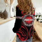 Aotearoa Ngapuhi Personalised Women Casual Shirt Maori Iwi Poutama Puhoro Tattoo