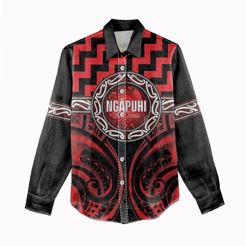 Aotearoa Ngapuhi Personalised Women Casual Shirt Maori Iwi Poutama Puhoro Tattoo