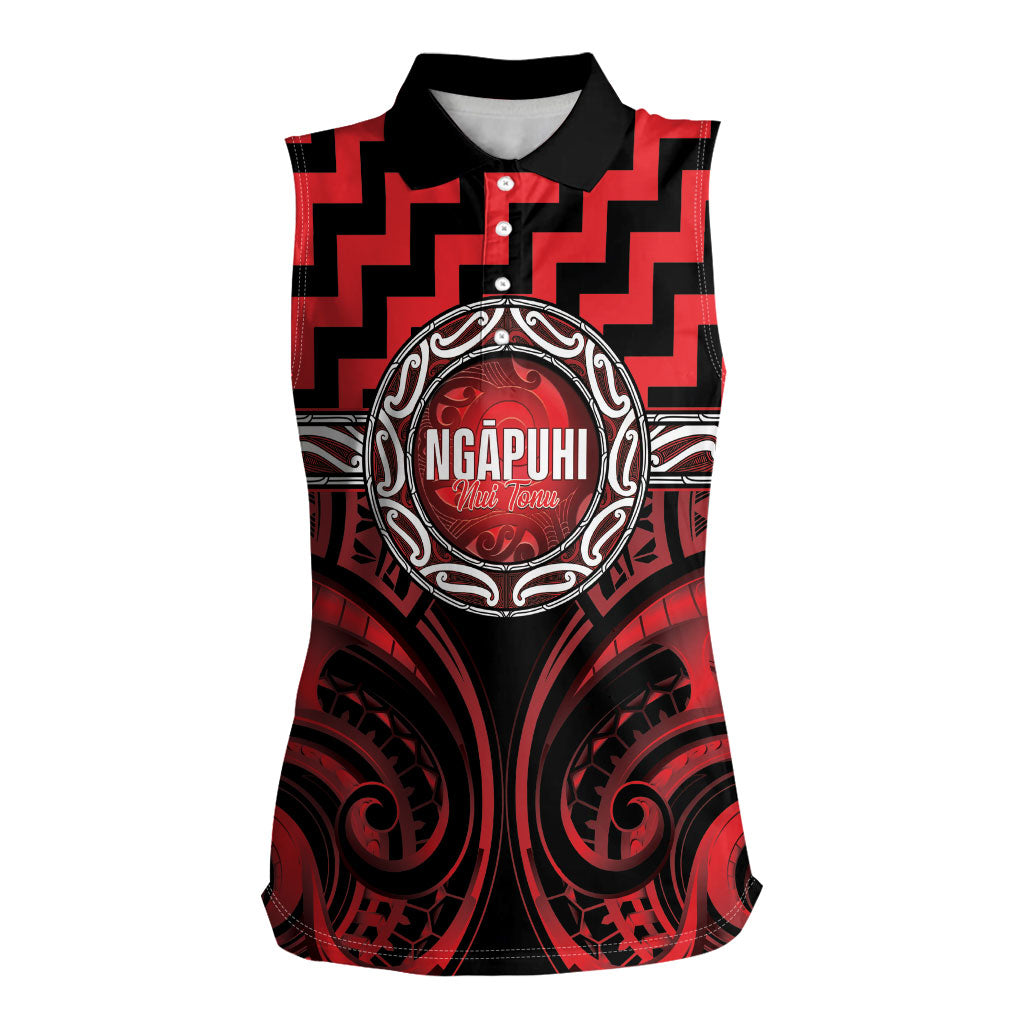 Aotearoa Ngapuhi Personalised Women Sleeveless Polo Shirt Maori Iwi Poutama Puhoro Tattoo