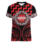 Aotearoa Ngapuhi Personalised Women V-Neck T-Shirt Maori Iwi Poutama Puhoro Tattoo