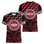 Aotearoa Ngapuhi Personalised Women V-Neck T-Shirt Maori Iwi Poutama Puhoro Tattoo