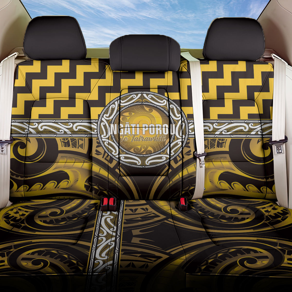 Aotearoa Ngati Porou Back Car Seat Cover Maori Iwi Poutama Puhoro Tattoo