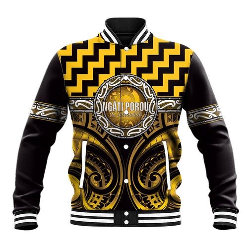 Aotearoa Ngati Porou Personalised Baseball Jacket Maori Iwi Poutama Puhoro Tattoo