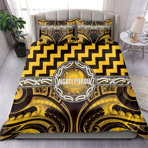 Aotearoa Ngati Porou Bedding Set Maori Iwi Poutama Puhoro Tattoo