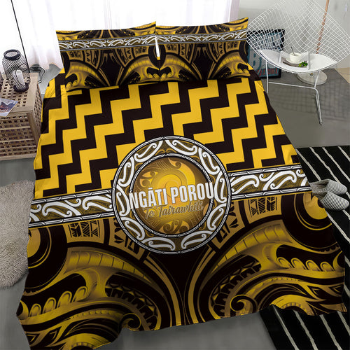 Aotearoa Ngati Porou Bedding Set Maori Iwi Poutama Puhoro Tattoo