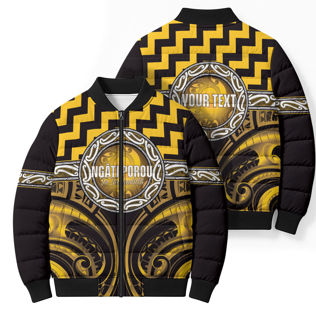 Aotearoa Ngati Porou Personalised Bomber Puffer Jacket Maori Iwi Poutama Puhoro Tattoo