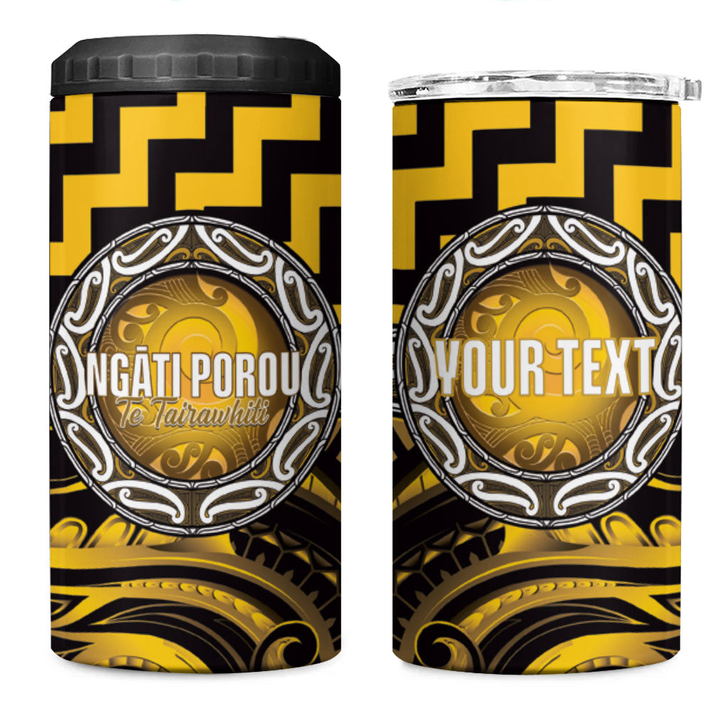 Aotearoa Ngati Porou Personalised 4 in 1 Can Cooler Tumbler Maori Iwi Poutama Puhoro Tattoo