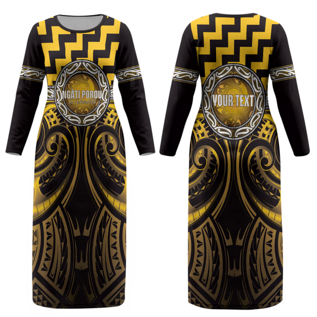 Aotearoa Ngati Porou Personalised Couples Matching Long Sleeve Bodycon Dress and Long Sleeve Button Shirt Maori Iwi Poutama Puhoro Tattoo