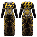 Aotearoa Ngati Porou Personalised Couples Matching Long Sleeve Bodycon Dress and Long Sleeve Button Shirt Maori Iwi Poutama Puhoro Tattoo
