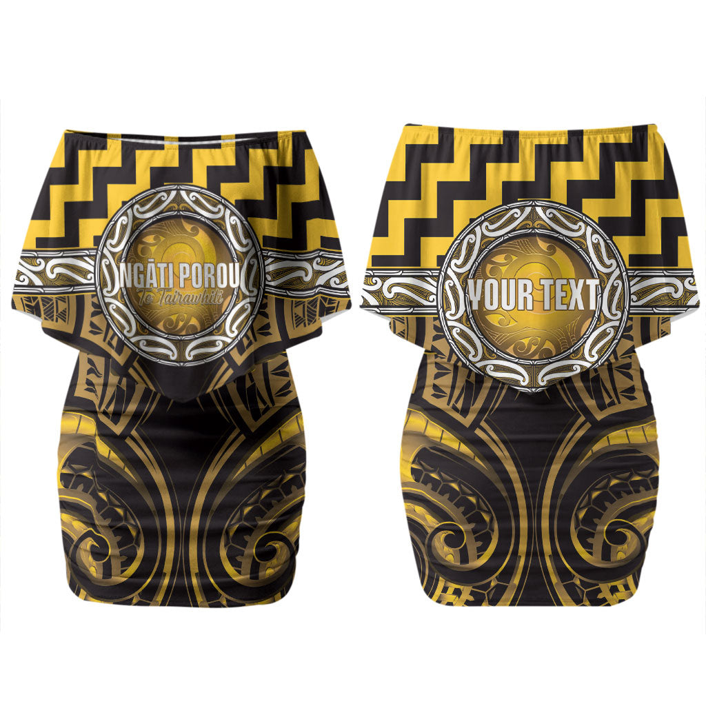 Aotearoa Ngati Porou Personalised Couples Matching Off Shoulder Short Dress and Hawaiian Shirt Maori Iwi Poutama Puhoro Tattoo