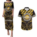 Aotearoa Ngati Porou Personalised Couples Matching Puletasi and Hawaiian Shirt Maori Iwi Poutama Puhoro Tattoo