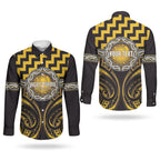 Aotearoa Ngati Porou Personalised Couples Matching Puletasi and Long Sleeve Button Shirt Maori Iwi Poutama Puhoro Tattoo