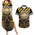 Aotearoa Ngati Porou Personalised Couples Matching Summer Maxi Dress and Hawaiian Shirt Maori Iwi Poutama Puhoro Tattoo