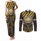 Aotearoa Ngati Porou Personalised Couples Matching Tank Maxi Dress and Long Sleeve Button Shirt Maori Iwi Poutama Puhoro Tattoo