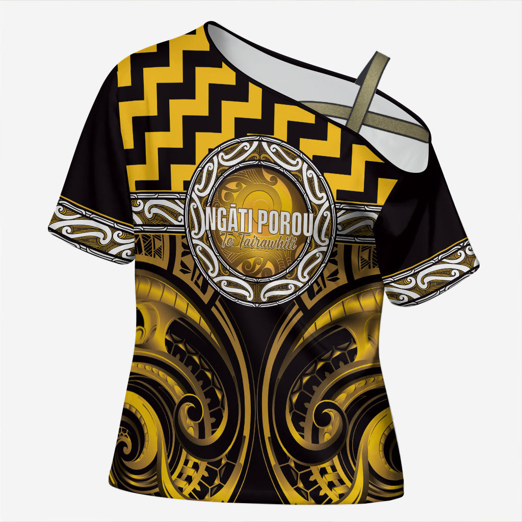 Aotearoa Ngati Porou Personalised Cross Shoulder Shirt Maori Iwi Poutama Puhoro Tattoo